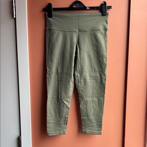Prana Olive Green High-Waisted Capri Leggings